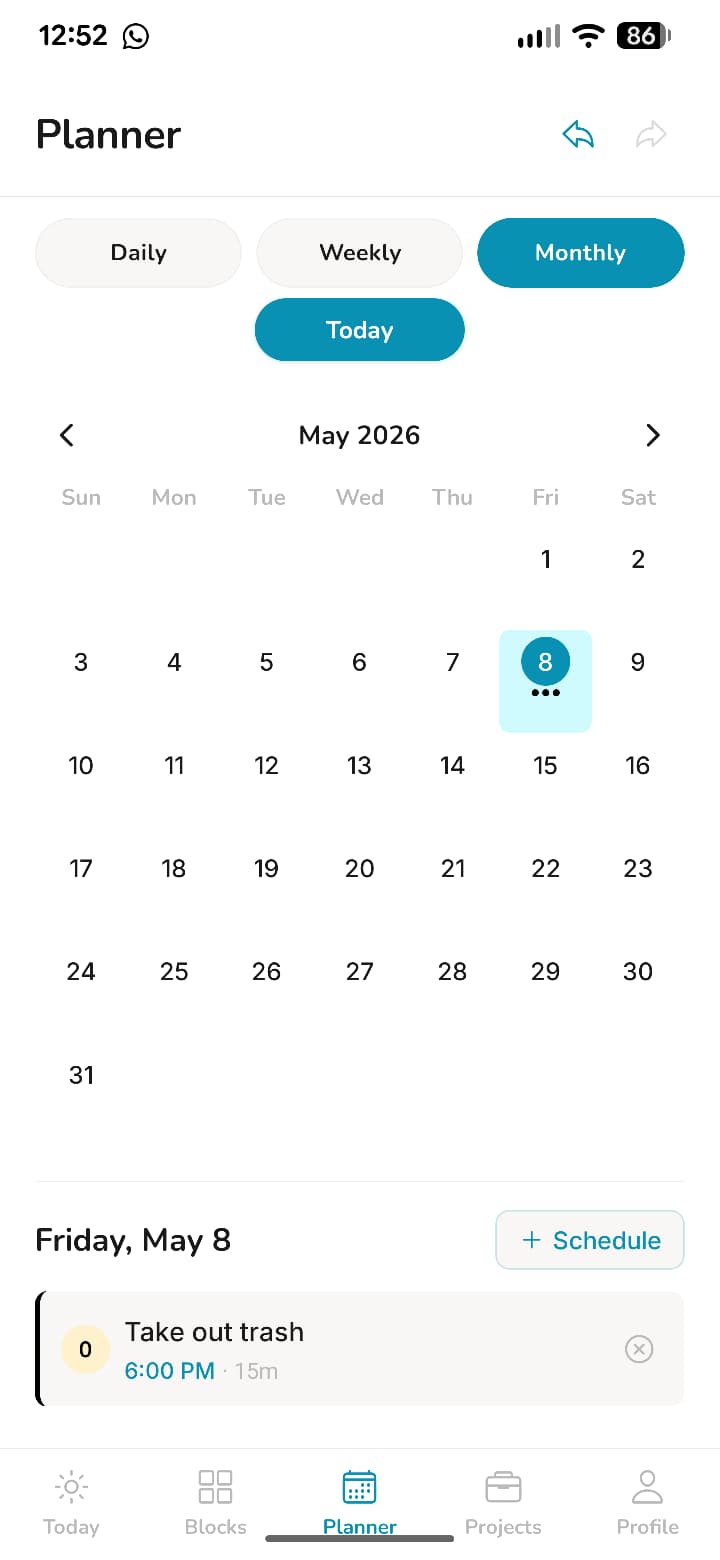 EzDo planner view